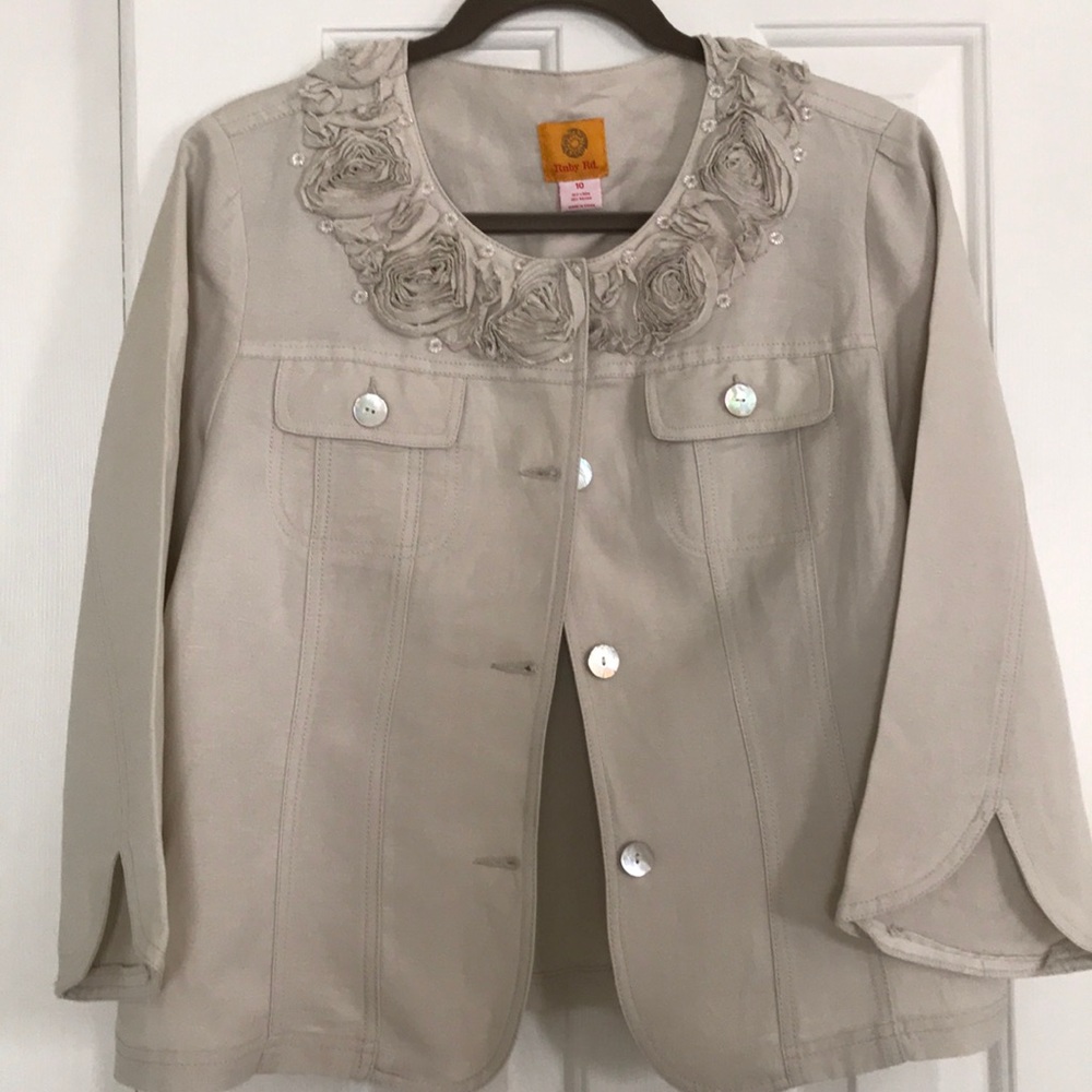 Ruby Red Lightweight Beige Jacket.Sz-10.Euc - image 1